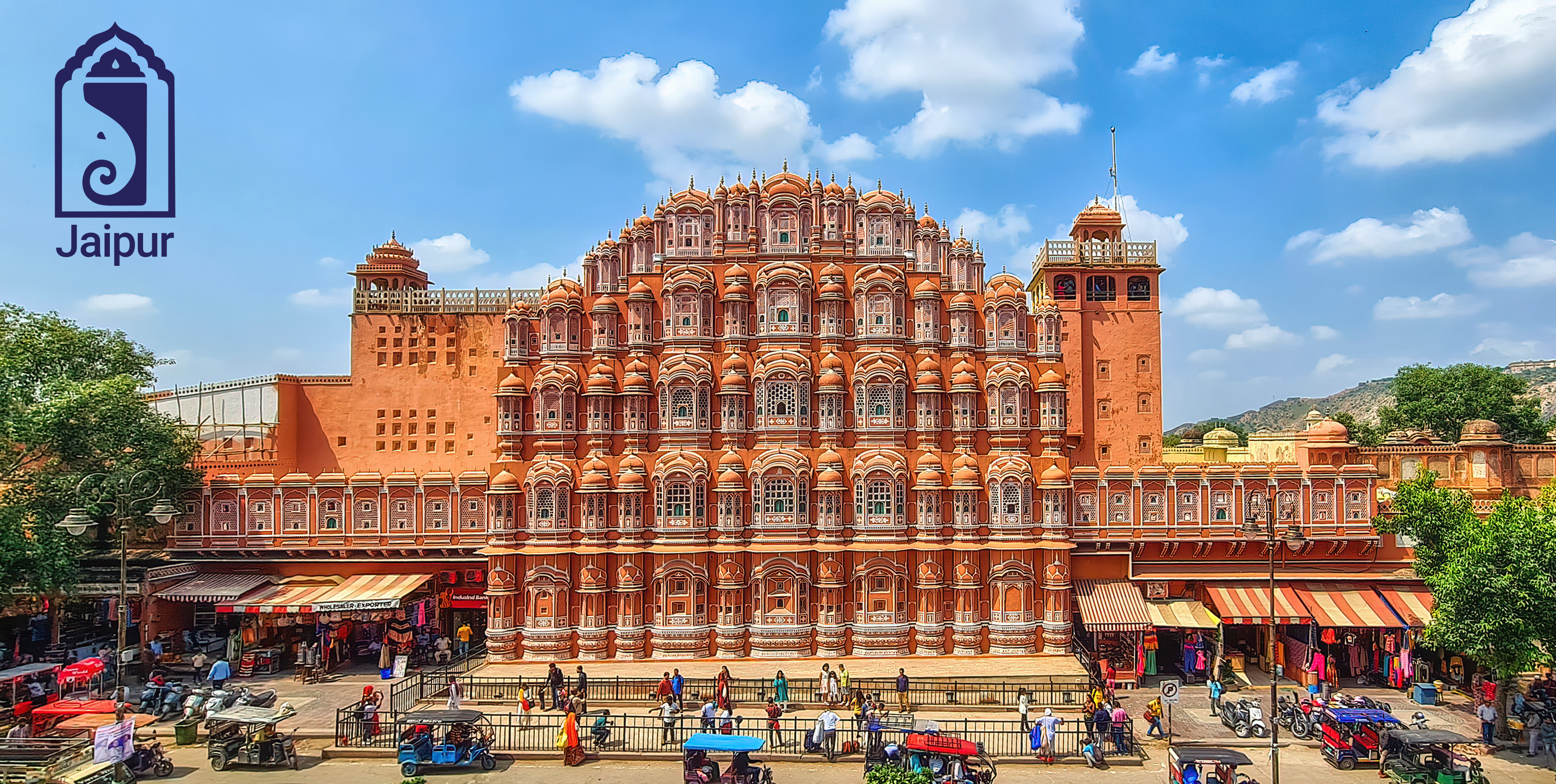 Hero image of the Jaipur Travel Campaign showcasing cultural motifs of the Pink City